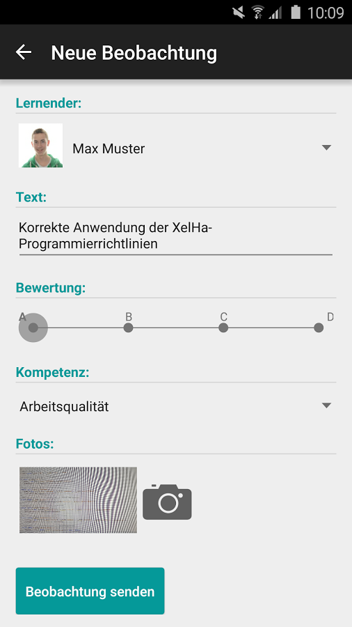 Beobachtung via App erfassen
